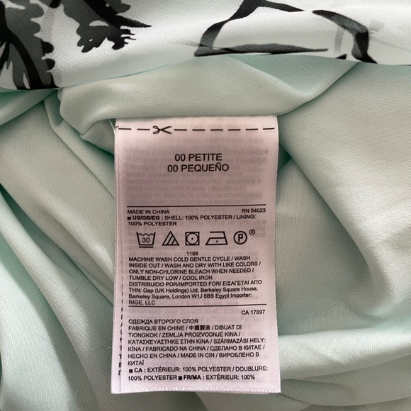 Size 00P BANANA REPUBLIC Light Teal Floral Midi Dress - Picture 5 of 5
